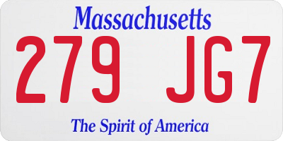 MA license plate 279JG7
