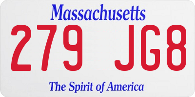 MA license plate 279JG8
