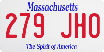 MA license plate 279JH0