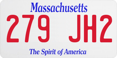 MA license plate 279JH2