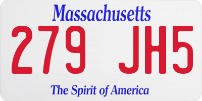 MA license plate 279JH5