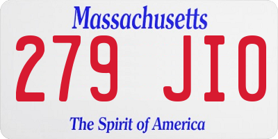MA license plate 279JI0