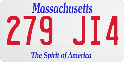 MA license plate 279JI4