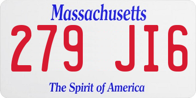 MA license plate 279JI6