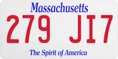 MA license plate 279JI7