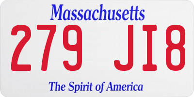 MA license plate 279JI8