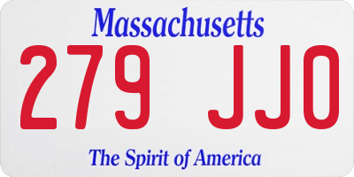 MA license plate 279JJ0