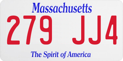 MA license plate 279JJ4
