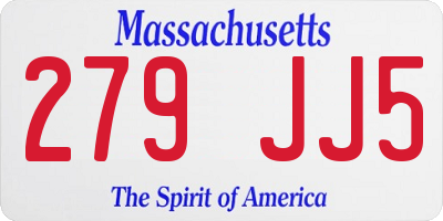 MA license plate 279JJ5