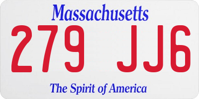 MA license plate 279JJ6