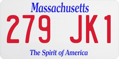 MA license plate 279JK1