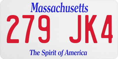 MA license plate 279JK4