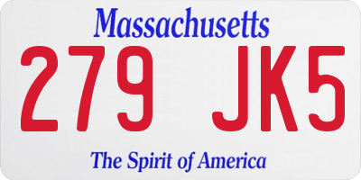 MA license plate 279JK5