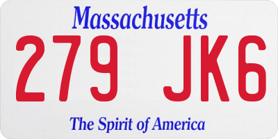 MA license plate 279JK6