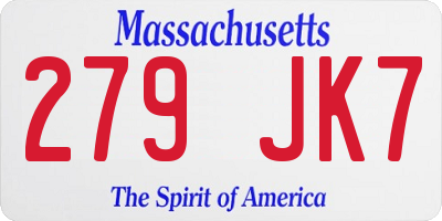 MA license plate 279JK7