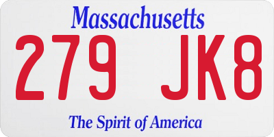 MA license plate 279JK8