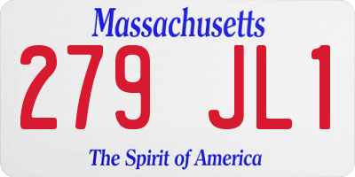 MA license plate 279JL1