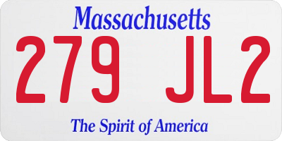 MA license plate 279JL2