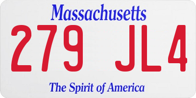 MA license plate 279JL4