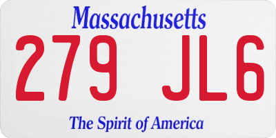 MA license plate 279JL6