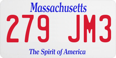 MA license plate 279JM3