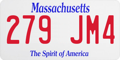 MA license plate 279JM4