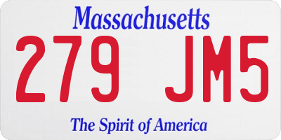 MA license plate 279JM5