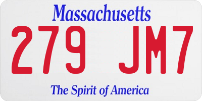 MA license plate 279JM7