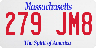 MA license plate 279JM8