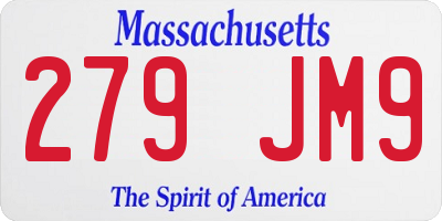 MA license plate 279JM9