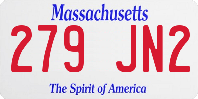 MA license plate 279JN2