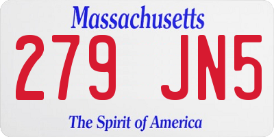 MA license plate 279JN5