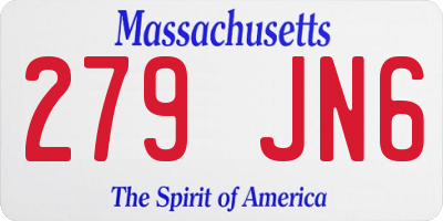 MA license plate 279JN6