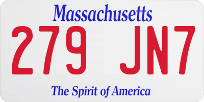 MA license plate 279JN7