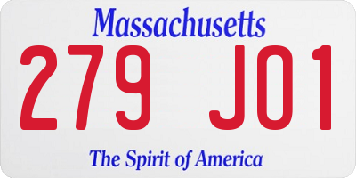 MA license plate 279JO1