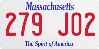 MA license plate 279JO2