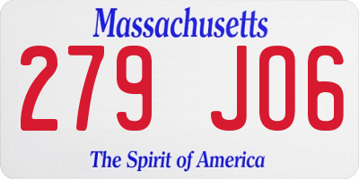 MA license plate 279JO6
