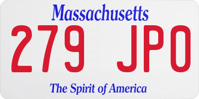 MA license plate 279JP0