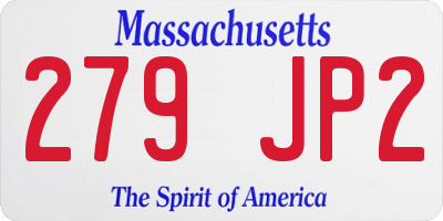 MA license plate 279JP2
