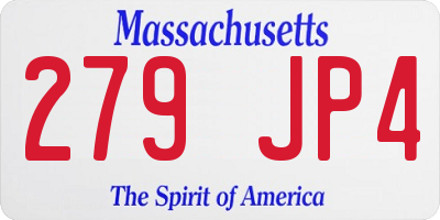 MA license plate 279JP4