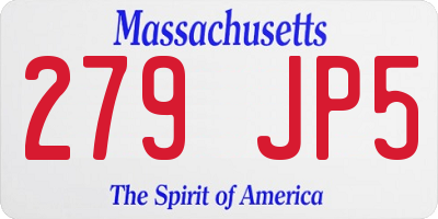 MA license plate 279JP5