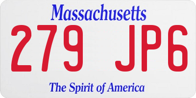 MA license plate 279JP6