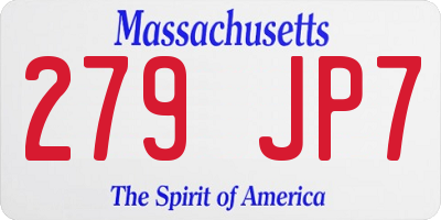 MA license plate 279JP7