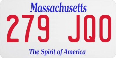 MA license plate 279JQ0