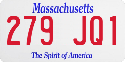 MA license plate 279JQ1