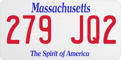 MA license plate 279JQ2
