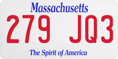 MA license plate 279JQ3