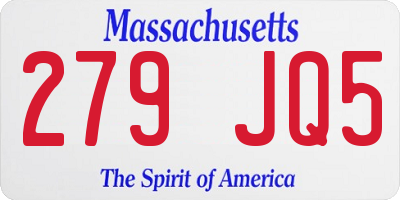 MA license plate 279JQ5
