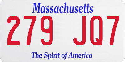 MA license plate 279JQ7