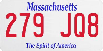 MA license plate 279JQ8